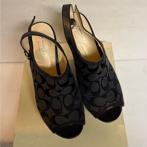 Coach Black Wedge Sandals